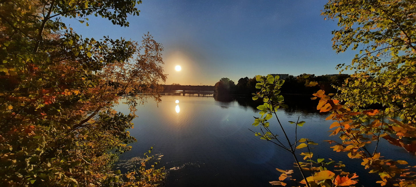 Soleil Merveilleux Du 6 Octobre 2021 17H33 (Vue 2)  Rivière Magog À Sherbrooke. Pont Jacques