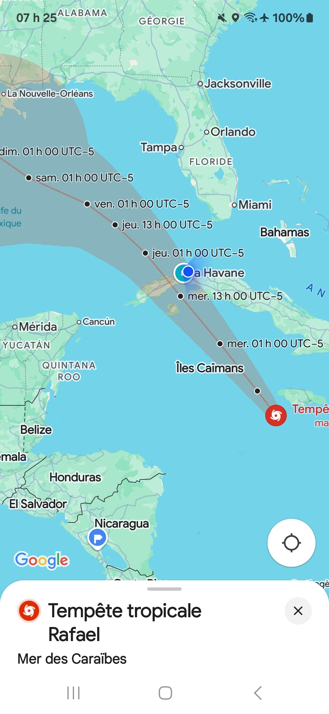 Approche de l'ouragan Rafael à Cuba en 2024